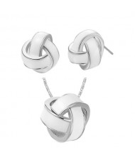 Elegant Weaving Balls Design Women Fashion Necklace and Earrings Set - White and Silver