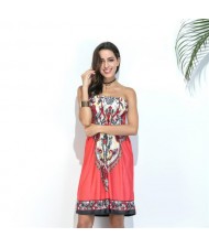 Silky Floral Printing Wrap Chest One-piece Women Dress - Color 4