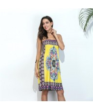 Silky Floral Printing Wrap Chest One-piece Women Dress - Color 7