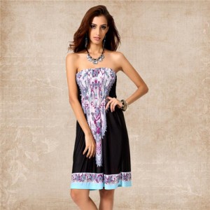 Silky Floral Printing Wrap Chest One-piece Women Dress - Color 10