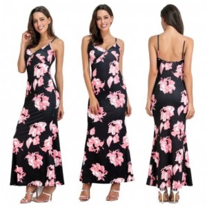 Flowers Printing Straps High Fashion Women One-piece Dress - Pink