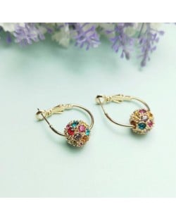 3 Colors Available Austrian Crystal Embellished Ball Pendant 18k Rose Gold Earrings
