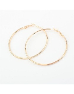 Simple High Fashion Big Hoop Costume Earrings - Golden