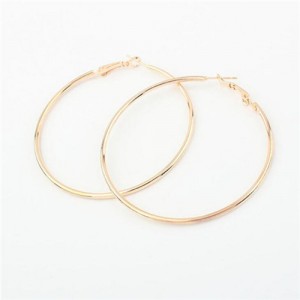 Simple High Fashion Big Hoop Costume Earrings - Golden