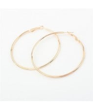 Simple High Fashion Big Hoop Costume Earrings - Golden
