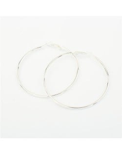 Simple High Fashion Big Hoop Costume Earrings - Silver