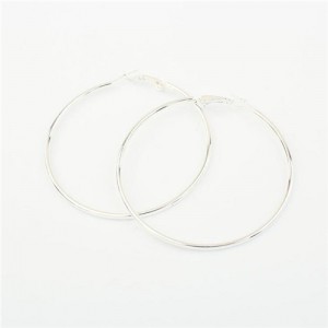 Simple High Fashion Big Hoop Costume Earrings - Silver