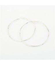 Simple High Fashion Big Hoop Costume Earrings - Silver