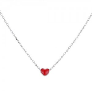 Oil-spot Glazed Red Heart Fashion Necklace