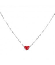 Oil-spot Glazed Red Heart Fashion Necklace