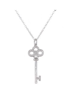 Shining Cubic Zirconia Key Pendant Fashion Necklace
