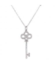 Shining Cubic Zirconia Key Pendant Fashion Necklace