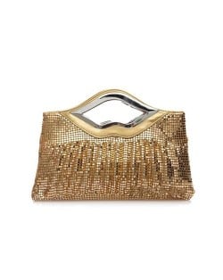 (5 Colors Available) Lips Handle Design Glistening Sequins Evening Handbag