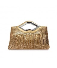 (5 Colors Available) Lips Handle Design Glistening Sequins Evening Handbag