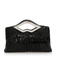 (5 Colors Available) Lips Handle Design Glistening Sequins Evening Handbag