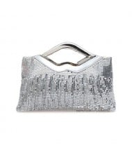 (5 Colors Available) Lips Handle Design Glistening Sequins Evening Handbag