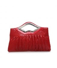 (5 Colors Available) Lips Handle Design Glistening Sequins Evening Handbag
