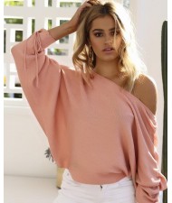 High Fashion Off-shoulder Casual Style Women Top - Pink