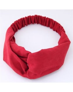 Solid Color Casual Style Korean Fashion Cloth Hair Band - Red