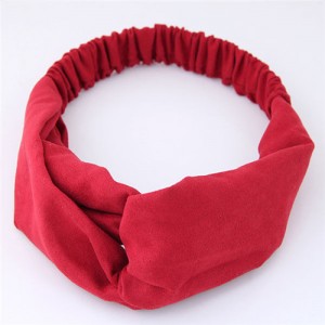 Solid Color Casual Style Korean Fashion Cloth Hair Band - Red