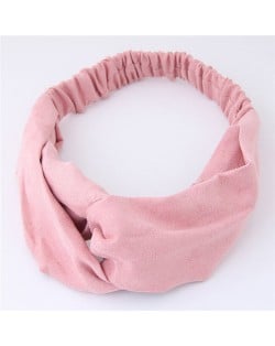 Solid Color Casual Style Korean Fashion Cloth Hair Band - Pink