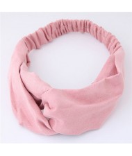 Solid Color Casual Style Korean Fashion Cloth Hair Band - Pink