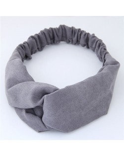 Solid Color Casual Style Korean Fashion Cloth Hair Band - Gray
