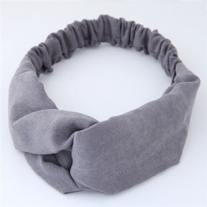 Solid Color Casual Style Korean Fashion Cloth Hair Band - Gray