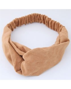 Solid Color Casual Style Korean Fashion Cloth Hair Band - Brown
