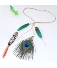 Peacock Feather Bohemian Fashion Beach Style Hair Band/ Accessory - Green