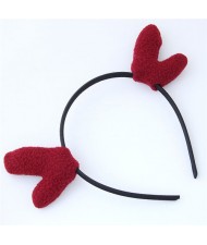 Deer Antlers Adorable Fashion Hair Hoop - Dark Red