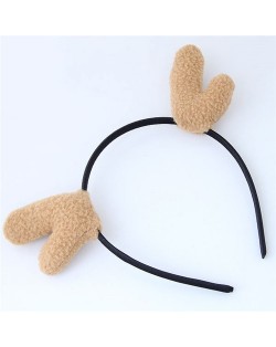 Deer Antlers Adorable Fashion Hair Hoop - Khaki