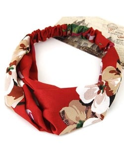 Flowers Prints High Fashion Casual Style Hair Band - Red