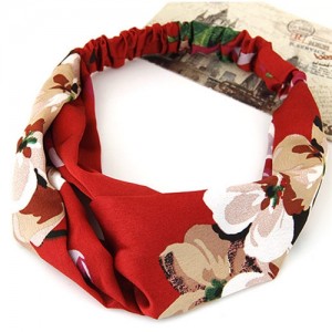 Flowers Prints High Fashion Casual Style Hair Band - Red