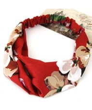 Flowers Prints High Fashion Casual Style Hair Band - Red