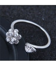 Korean Fashion Sweet Dimentional Flower and Leave Open Style Ring