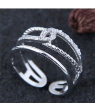 Linked Rope Design Hollow Fashion Ring