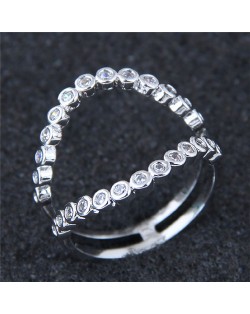 Cubic Zirconia Inlaid Simple Open Style Fashion Ring