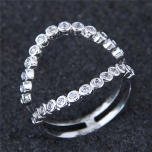 Cubic Zirconia Inlaid Simple Open Style Fashion Ring