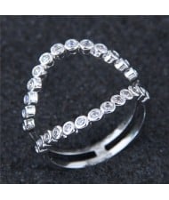 Cubic Zirconia Inlaid Simple Open Style Fashion Ring