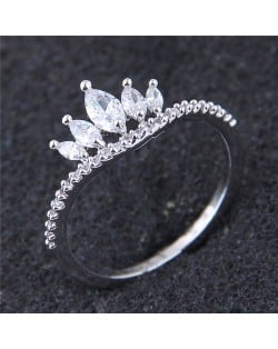 Cubic Zirconia Crown Design Fashion Ring