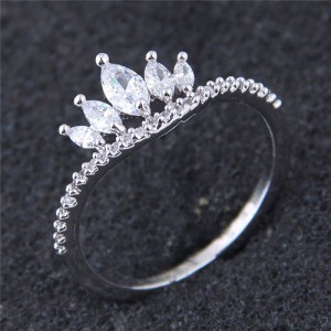 Cubic Zirconia Crown Design Fashion Ring