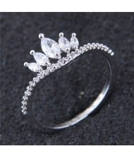 Cubic Zirconia Crown Design Fashion Ring