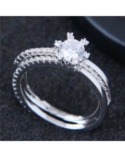 Six Claws Glistening Fashion Engagement/ Wedding Ring