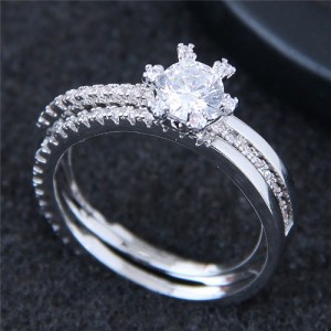 Six Claws Glistening Fashion Engagement/ Wedding Ring