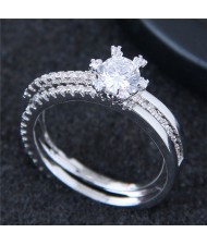 Six Claws Glistening Fashion Engagement/ Wedding Ring