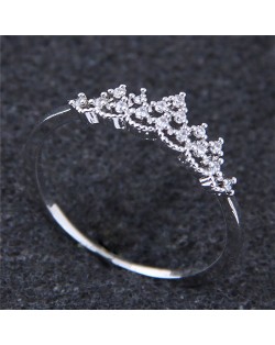 Cubic Zirconia Inlaid Crown Design Princess Fashion Ring