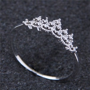 Cubic Zirconia Inlaid Crown Design Princess Fashion Ring