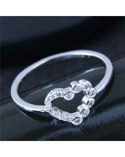 Cubic Zirconia Inlaid Love Heart Fashiong Ring