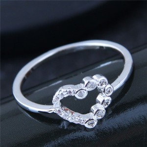 Cubic Zirconia Inlaid Love Heart Fashiong Ring